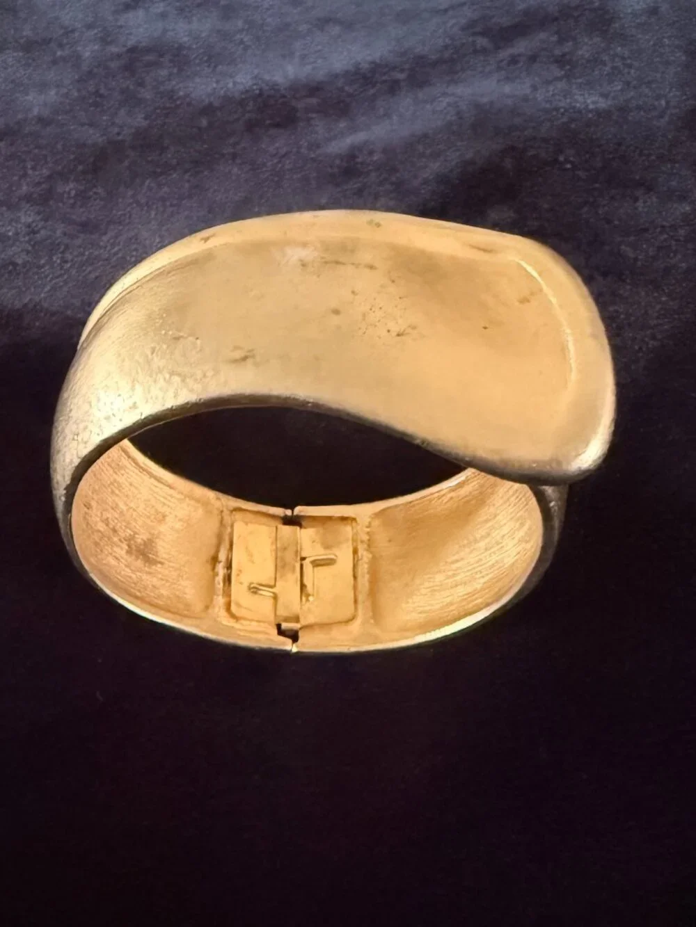 Les Bernard Vogue Matte Gold Hinged Bangle Bracelet VO